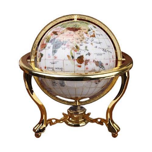 Mappamondo Vintage - Sfera Bianca - Struttura Colore Oro (Globo Terrestre)