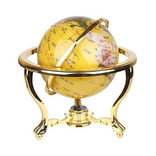 Mappamondo Vintage - Sfera Gialla - Struttura Colore Oro (Globo Terrestre)