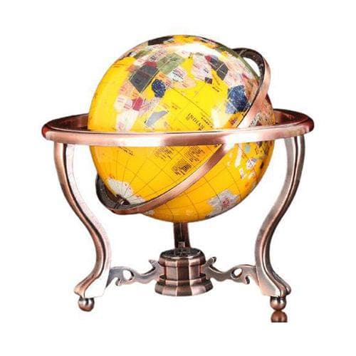 Mappamondo Vintage - Sfera Gialla - Supporto In Rame (Globo Terrestre)