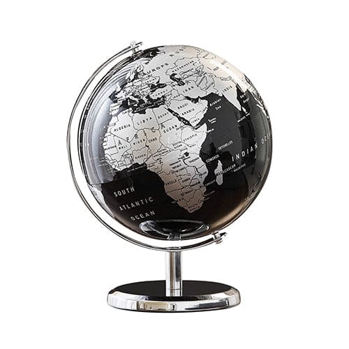 Mappamondo Metallo (Nero & Argento) (Globo Terrestre)