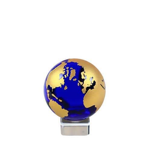 Mappamondo Vetro - Blu E Oro (Globo Terrestre)