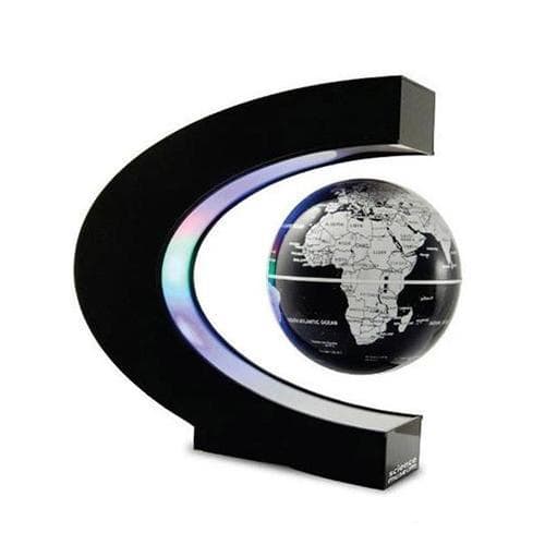 Mappamondo A Levitazione Magnetica - Supporto In C (Sfera Nera) (Globo Terrestre)