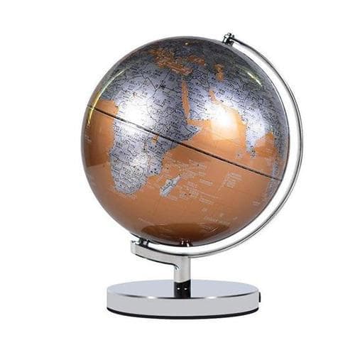 Mappamondo Metallo Cromato (Argento & Rame) (Globo Terrestre)