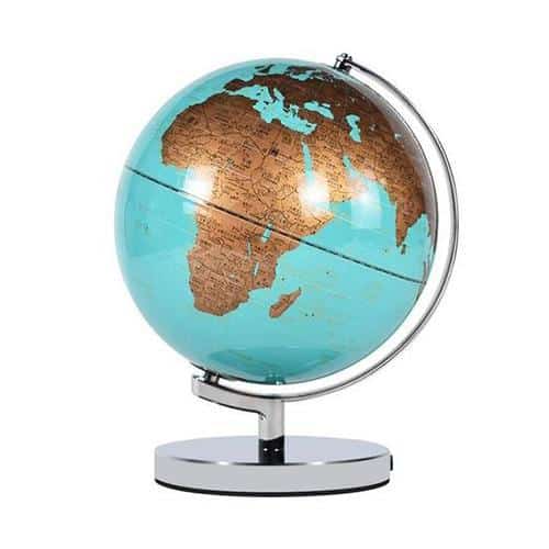Mappamondo Metallo Cromato (Blu Cielo) (Globo Terrestre)