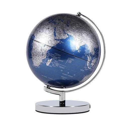 Mappamondo Metallo Cromato (Blu Elettrico) (Globo Terrestre)