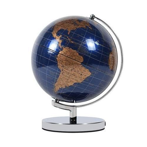 Mappamondo Metallo Cromato (Blu Notte) (Globo Terrestre)