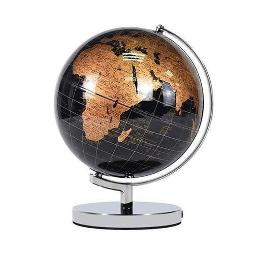 Mappamondo Metallo Cromato (Nero & Rame) (Globo Terrestre)