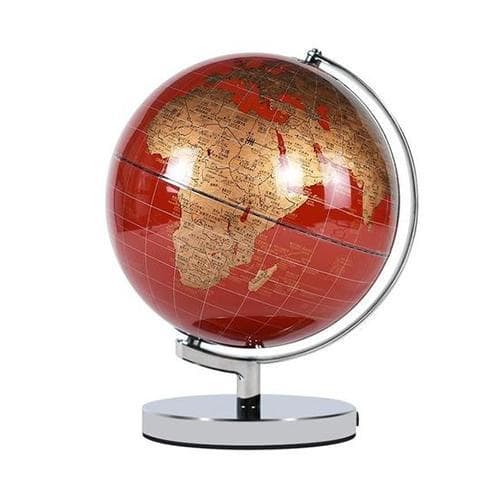 Mappamondo Metallo Cromato (Rosso) (Globo Terrestre)